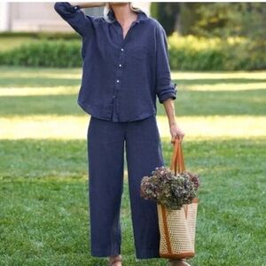 Frank & Eileen Navy Wide Leg Pants